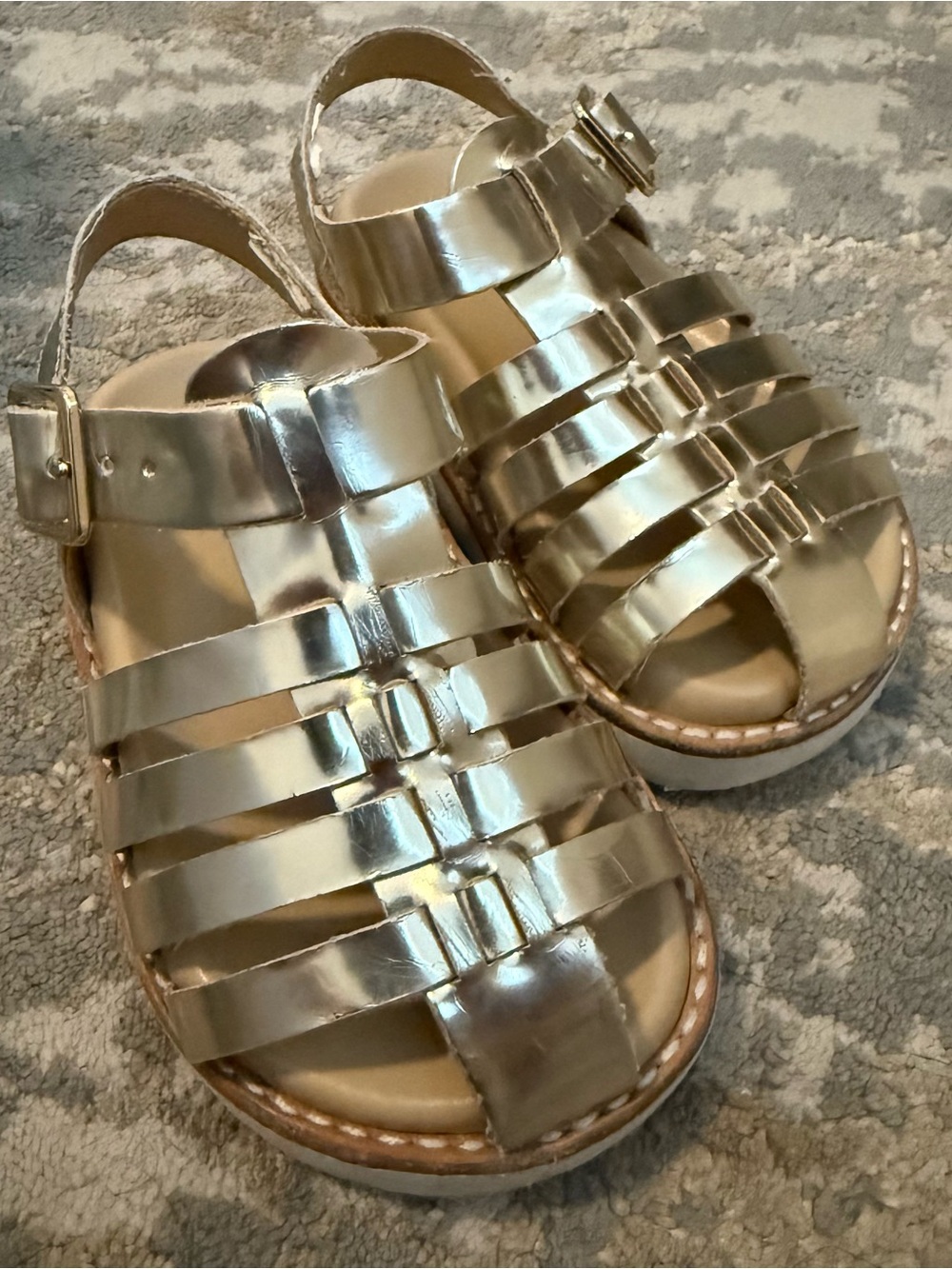 Janie and Jack Metallic Gold Fisherman Sandals Sz 7